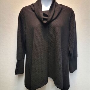 NEW YORK LAUNDRY Women's Size XL Black Sharktooth Hem Cowlneck Top/Tunic